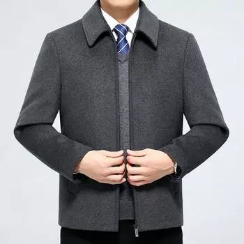 Cashmere coat men s mid-length winter thickened middle-aged and elderly dad s down-lined woolen coat 170