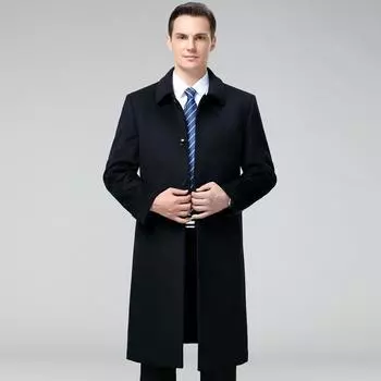 Cashmere coat men s middle-aged and elderly woolen coat winter knee-length men s wool windbreaker thickened warm top 165