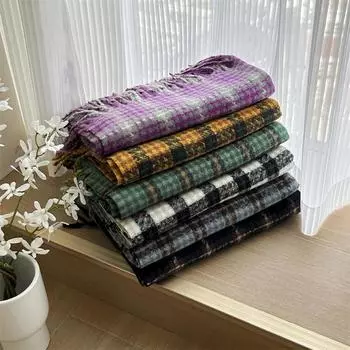 Cashmere Feel Dongdaemun Plaid шарф женский зимний искусственный кашемир длинный термошаль шарф 65*196cm темно-синий