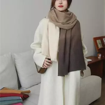 Cashmere Feel Осенне-зимний градиентный цветной шарф Женский однотонный этнический стиль Женская праздничная шаль Имитация кашемира Женский шарф