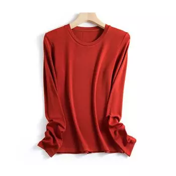 Cashmere Protein Essence Базовая рубашка женская теплая пуловер Iron Free круглый воротник полувысокий воротник наборный воротник нижнее белье футболка женская M