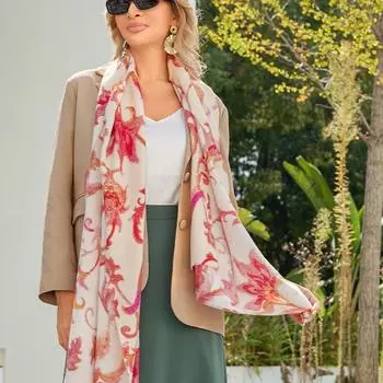 Cashmere Scarf, Feminine Elegant Celebrity Style Print Warm Shawl, Fashionable and Versatile Scarf