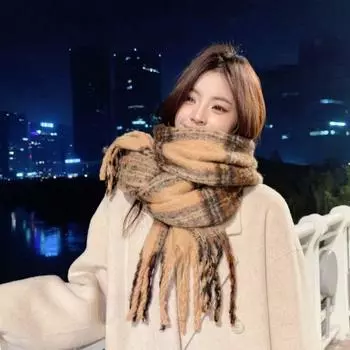 Cashmere Shawl Cashmere Scarves Melad Warm Scarf Classic Plaid Scarf Autumn хаки