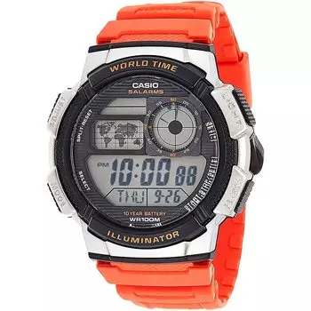 Casio 10 Year Battery Quartz Men s Automatic Watch Resin (Model: AE1000W-2AV) Orange