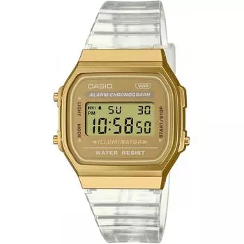 Casio Цифровые часы CASIO Vintage Series A168XESG-9A мужские женские детские золотые прозрачные часы Overseas модель