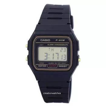 Casio Alarm Chronograph Digital F-91WG-9S F91WG-9S Мужские часы чёрный