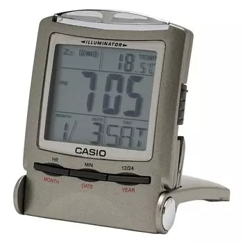 CASIO Alarm Clock Digital Travel Clock Folding Temperature Calendar Display Metallic Gray Brown x x 7.6 6.1 7.7cm PQ-50J-8