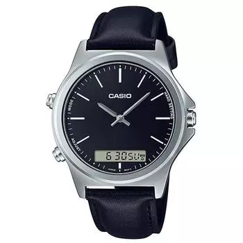 Casio Analog Digital Black Dial Leather Strap MTP-VC01L-1E MTPVC01L-1 Мужские часы