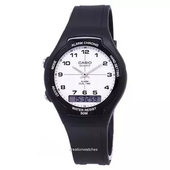 Casio Analog Digital Dual Time AW-90H-7BVDF AW90H-7BVDF Мужские часы белый