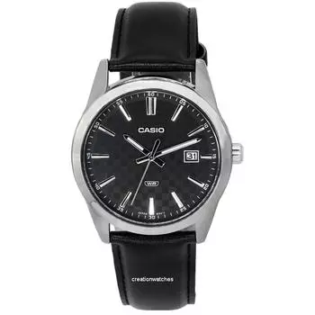 Casio Analog Leather Strap Black Dial Quartz MTP-VD03L-1A MTPVD03L-1 Мужские часы чёрный