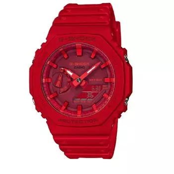 Casio Analog Quartz Red Resin Casual G-Shock GA-2100-4ADR Мужские часы, синие, синий