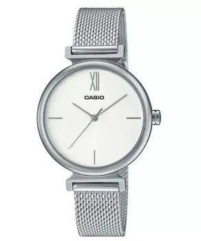 Casio Аналоговые кварцевые часы из нержавеющей стали с серебристым циферблатом LTP-2024VM-7C женские часы с браслетом белый