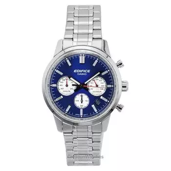 Casio Аналоговый хронограф Edifice из нержавеющей стали с синим циферблатом, кварцевые часы EFR-575D-2A 100M для мужчин синий