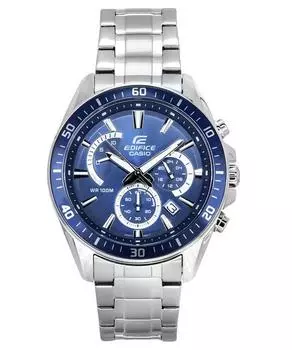 Casio Edifice Аналоговый стандартный хронограф из нержавеющей стали с синим циферблатом, кварцевые часы EFR-552D-2A 100M для мужчин синий