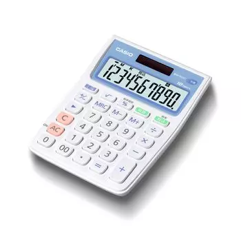 Casio Antibacterial Calculator Regular Calculator White and Blue Mini Just Type 10 Digits MW-102CL-N