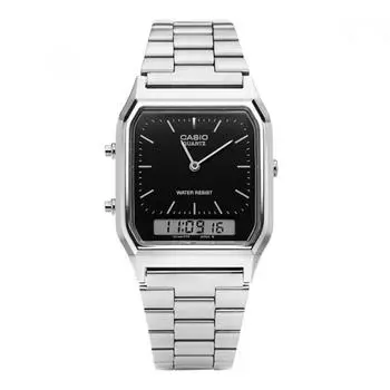 Casio Aq 230a 1dhdf Aq 230a 1d аналоговые цифровые квадратные винтажные ретро общественные металлические часы AQ-230A-1DHDF