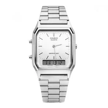 Casio Aq 230a 7dhdf Aq 230a 7d аналоговые цифровые квадратные винтажные ретро общественные металлические часы AQ-230A-7DHDF