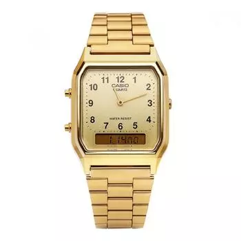 Casio Aq 230ga 9bhdf Aq 230ga 9b аналоговые цифровые квадратные винтажные ретро публичные металлические часы AQ-230GA-9BHDF