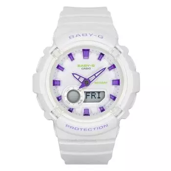 Casio Baby-G Аналоговые цифровые часы с ремешком из смолы и белым циферблатом, кварцевые, BGA-280DN-7A 100M, женские часы белый