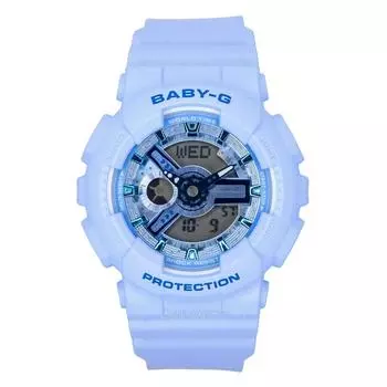 Casio Baby-G аналоговые цифровые часы с синим ремешком из смолы и синим циферблатом, кварцевые женские часы BA-110YK-2A 100M синий