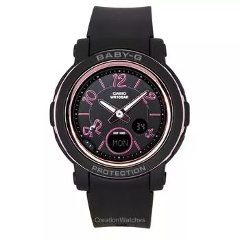 Casio Baby-G Аналоговые цифровые часы с ремешком из смолы и черным циферблатом, кварцевые, BGA-290RA-1A 100M, женские часы чёрный