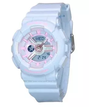 Casio Baby-G Аналоговые цифровые кварцевые часы с многоцветным циферблатом и полимерным ремешком BA-110FH-2A 100M Женские часы