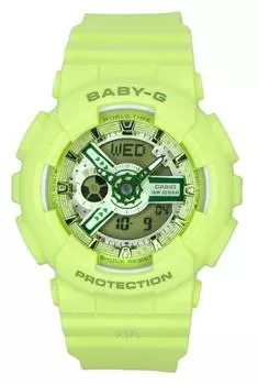 Casio Baby-G Аналоговые цифровые зеленые часы из смолы с зеленым циферблатом кварцевые женские часы BA-110YK-3A 100M зелёный