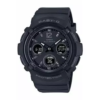 CASIO BABY-G BGA-2800-1AJF Total Black Стильные женские часы с радио на солнечной батарее