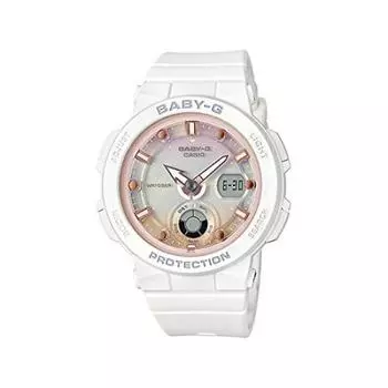 CASIO BEACH TRAVELER SERIES Часы Casio Baby G Beach Traveler Series для женщин, детей, девочек, для малышей G, водонепроницаемые, белые, розовые, BABY-G BGA-250-7A2