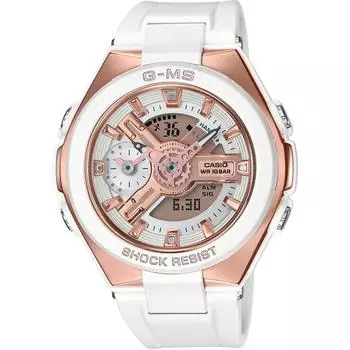 Casio белые женские аналоговые цифровые повседневные кварцевые часы с доставкой за границу Casio MSG-400G-7A BABY-G -