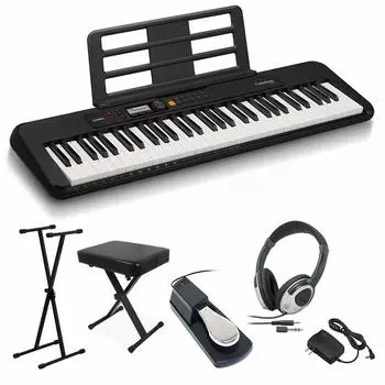 CASIO BK Педальный набор 61 клавиатура Электронное пианино CT-S200 Стойка, стул, наушники, чёрный
