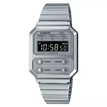 CASIO Casio A100WE-7B Alien Reprint Watch Standard Digital Silver Unisex Watch Мужские деловые часы Ретро-браслет из нержавеющей стали Цифровые часы