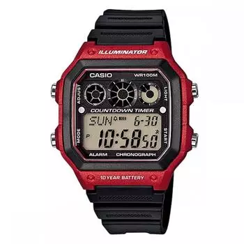 CASIO Casio AE-1300WH-4A AE1300WH-4A Спортивные цифровые черные красные детские мужские наручные часы унисекс