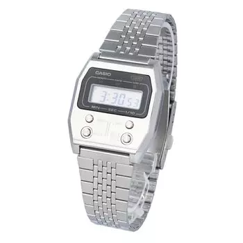 CASIO Casio Casio Стандартные дешевые часы Casio Chipkashi унисекс серебристо-черные мужские женские A1100D-1 [Товар]