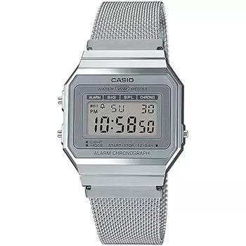 [Casio] CASIO цифровые часы винтажная серия A700WM-7A металлический сетчатый ремешок мужские женские серебряные зарубежная модель [продукт]