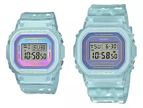 CASIO Casio G-SHOCK Baby-G Baby G Watch Мужские женские парные часы Прозрачный скелетон Цифровые синие SLV-21B-2
