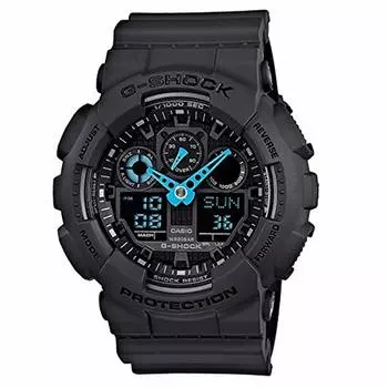[Casio] CASIO G-SHOCK G-Shock мужские часы BIG CASE аналоговые цифровые Ana-Digi черные x синие водонепроницаемые 20 ATM GA-100C-8A
