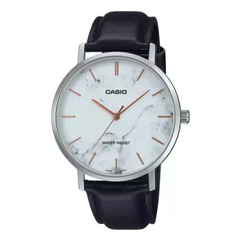 [Casio] CASIO Quartz Men s Watch MTP-VT01LM-7A White Marble x Black Leather Band Overseas Model [Parallel Import]