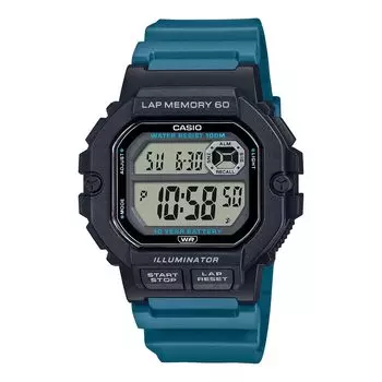 [Casio] CASIO Sports Gear Digital Men s Watch with 60 Lap Memory Function WS-1400H-3AV Overseas Model Black x Blue Green [Item]