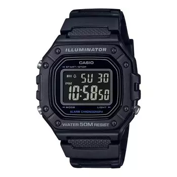 CASIO Casio Square Digital All Black Watch Kids Middle School High School Students Thin Lightweight Waterproof W-218H-1B Men s Women s [Item]