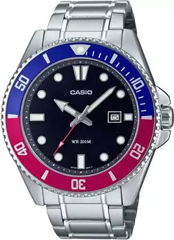 [Casio] CASIO Standard Analog Sports 20 ATM Water Resistant Watch MDV-107D-1A3V Men s Blue x Red Bezel Metal Band Overseas Model [Parallel Import]