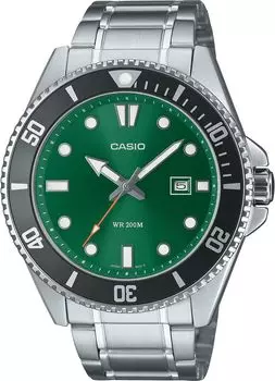 [Casio] CASIO Standard Analog Sports 20 ATM Water Resistant Watch MDV-107D-3A2V Men s Green Dial Metal Band