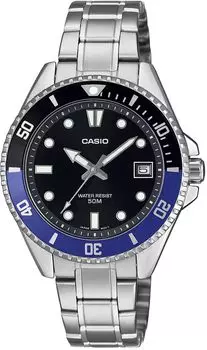 [Casio] CASIO Standard Analog Watch MDV-10D-1A2V Boys Women s Girls Black x Blue Bezel Metal Band Overseas Model [Parallel Import]