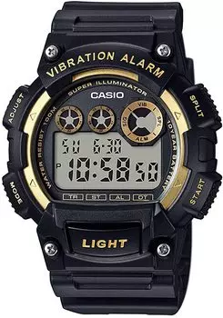 [Casio] CASIO Standard Digital Men s Watch with Vibration Function W-735H-1A2V Black x Gold