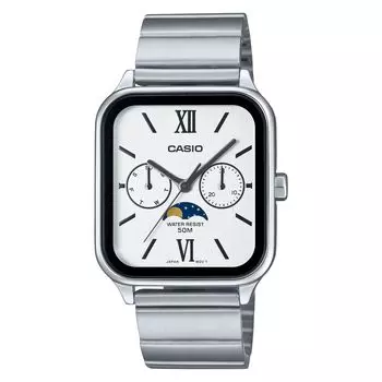 [Casio] CASIO Standard Moon Phase Analog Men s Watch MTP-M305D-7A2V Metal Band Silver Overseas Model [Parallel Import]