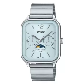[Casio] CASIO Standard Moon Phase Analog Men s Watch MTP-M305D-2AV Metal Band Light Blue Overseas Model [Parallel Import]