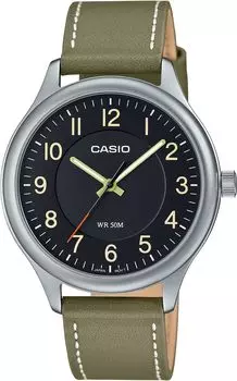 [Casio] CASIO Standard Quartz Men s Watch MTP-B160L-1B2V Black Dial Light Moss Green Leather Band