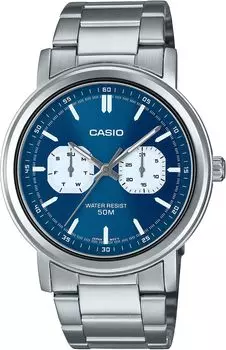[Casio] CASIO Standard Quartz Men s Watch MTP-E335D-2E1V Multi Calendar Silver x Blue