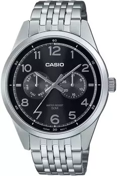 [Casio] CASIO Standard Quartz Men s Watch MTP-E340D-1AV Multi Calendar 7 Row Belt Silver x Black