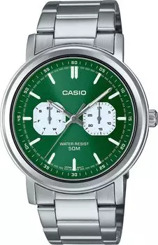 [Casio] CASIO Standard Quartz Men s Watch MTP-E335D-3EV Multi Calendar Silver x Green